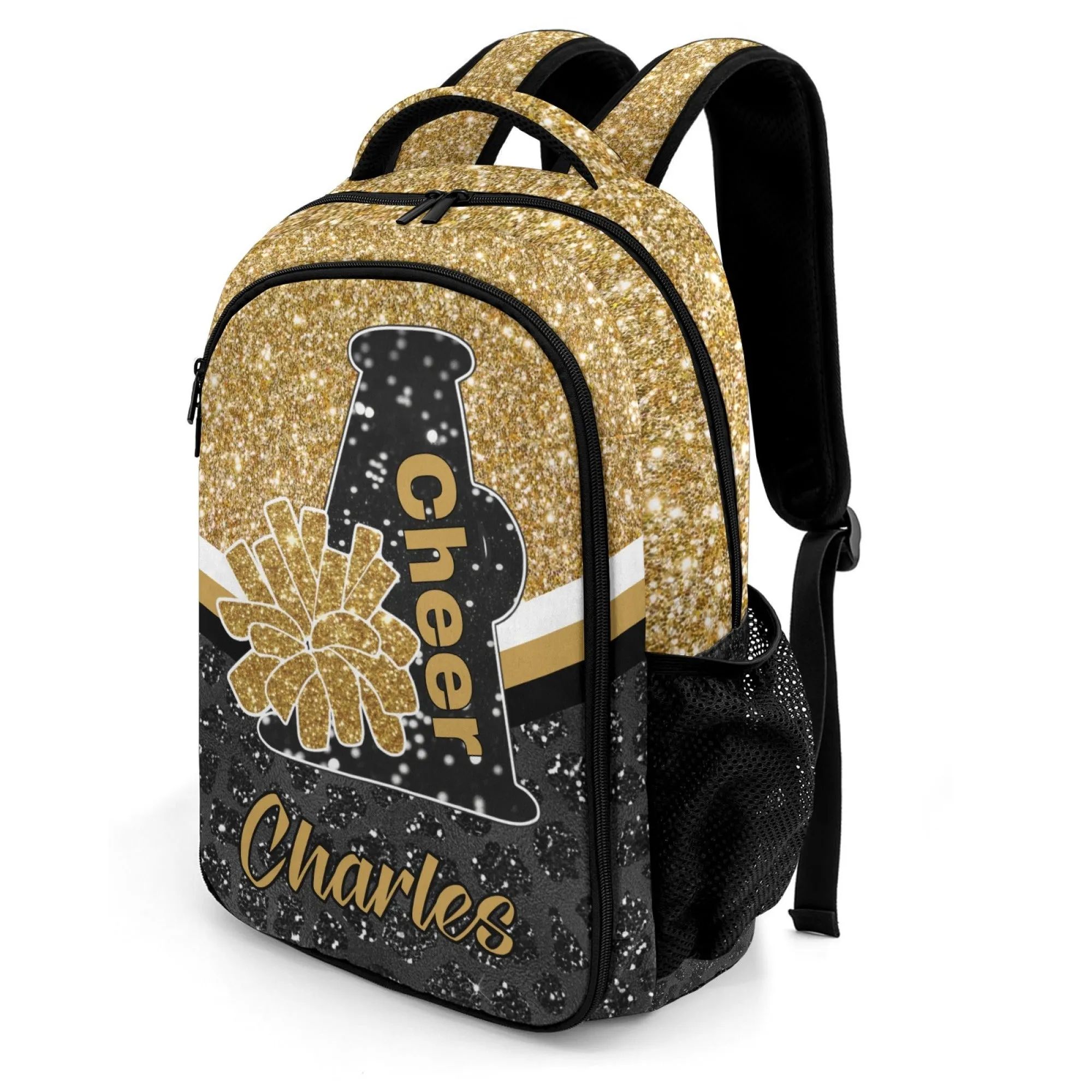 Custom Purple Print Cheer Backpack Personalized Name Casual Travel Bag Laptop Bag for Gift