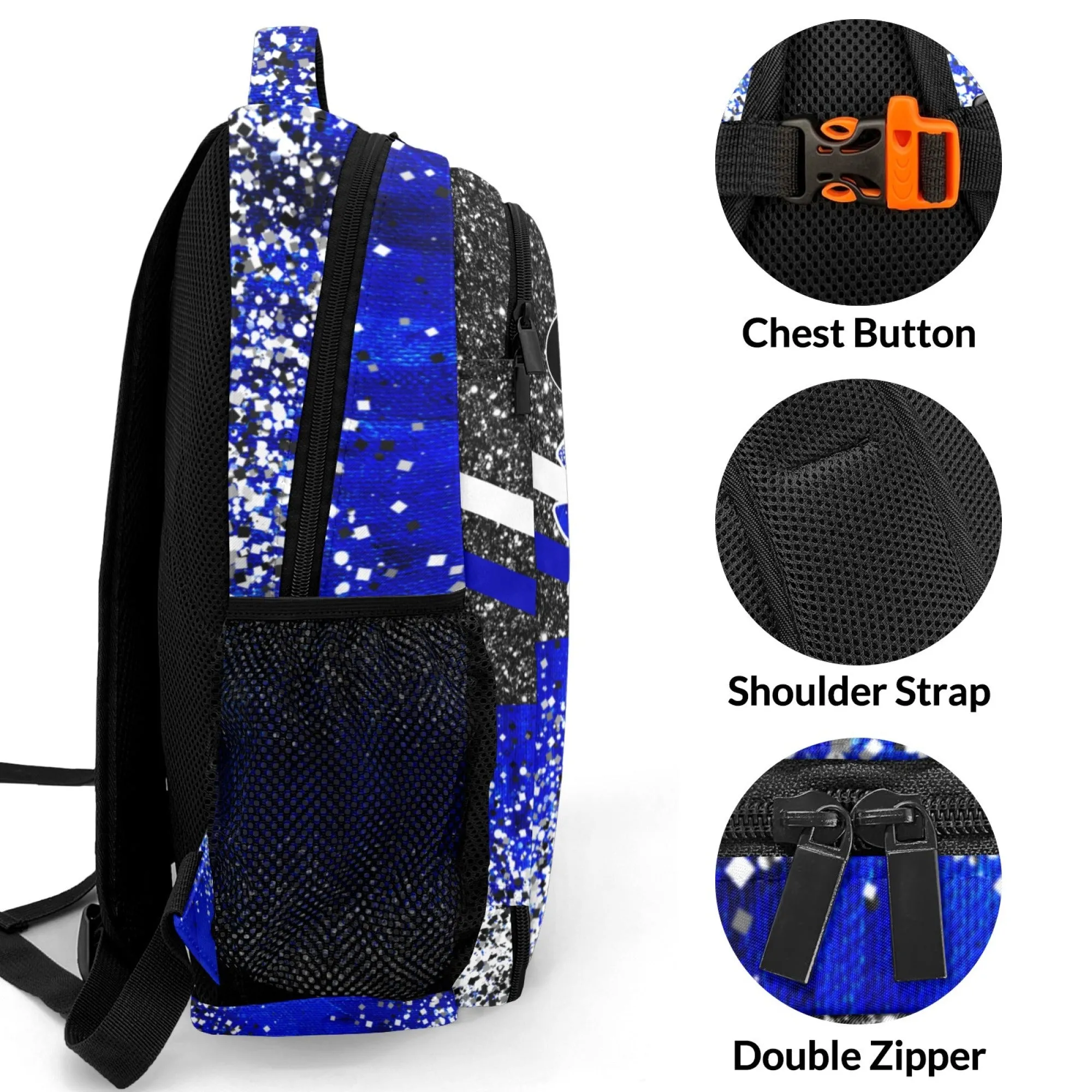 Custom Purple Print Cheer Backpack Personalized Name Casual Travel Bag Laptop Bag for Gift