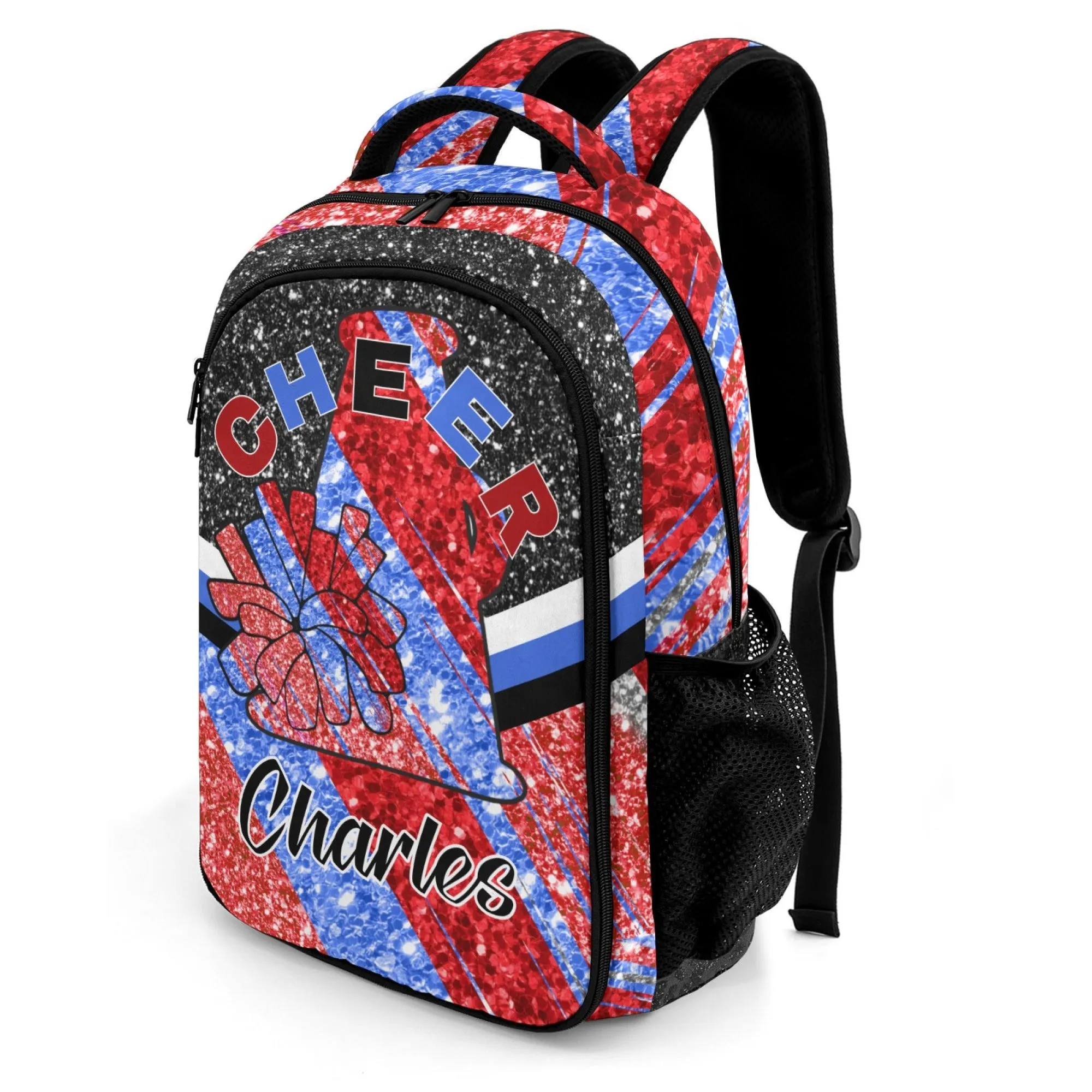Custom Purple Print Cheer Backpack Personalized Name Casual Travel Bag Laptop Bag for Gift