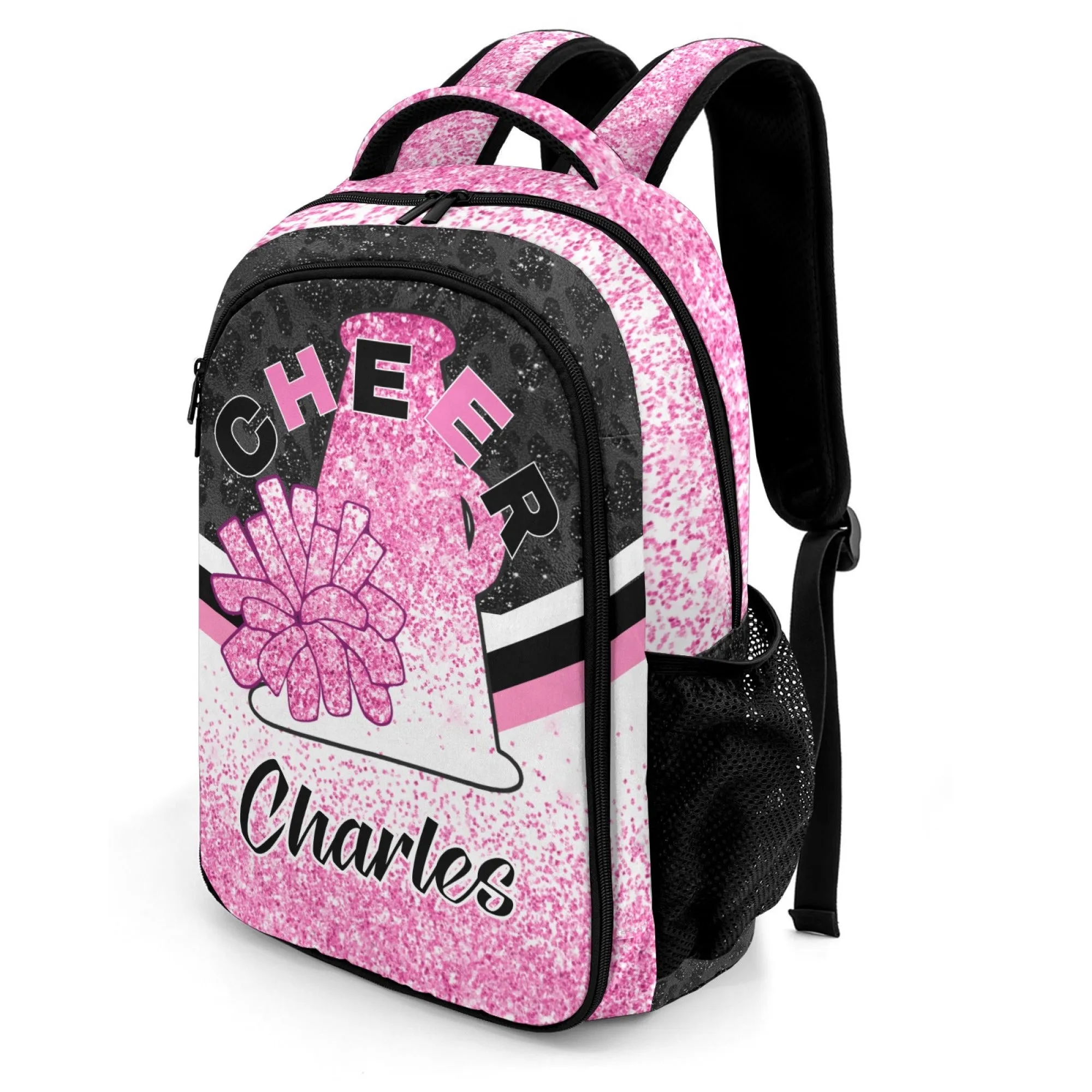 Custom Purple Print Cheer Backpack Personalized Name Casual Travel Bag Laptop Bag for Gift