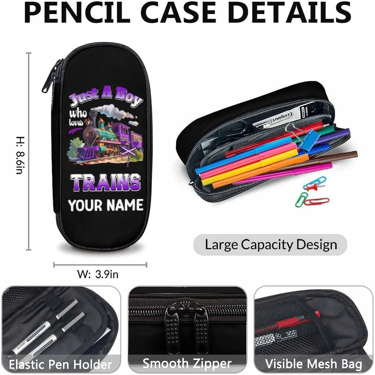 Custom Train Backpack with Lunch Box Set - Set of 3 School Backpacks Matching Combo Gifts for Kids Teens Boys - Personalized Name Back to School Supplies Essentials for Preschool Elementary
