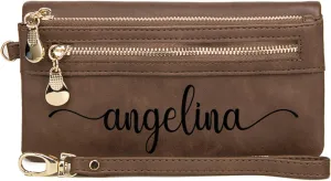 Custom Travel Three Zip Wristlet Wallet Purse Clutch with Credit Card Holder for Women Mothers Day Gifts (Coffee)