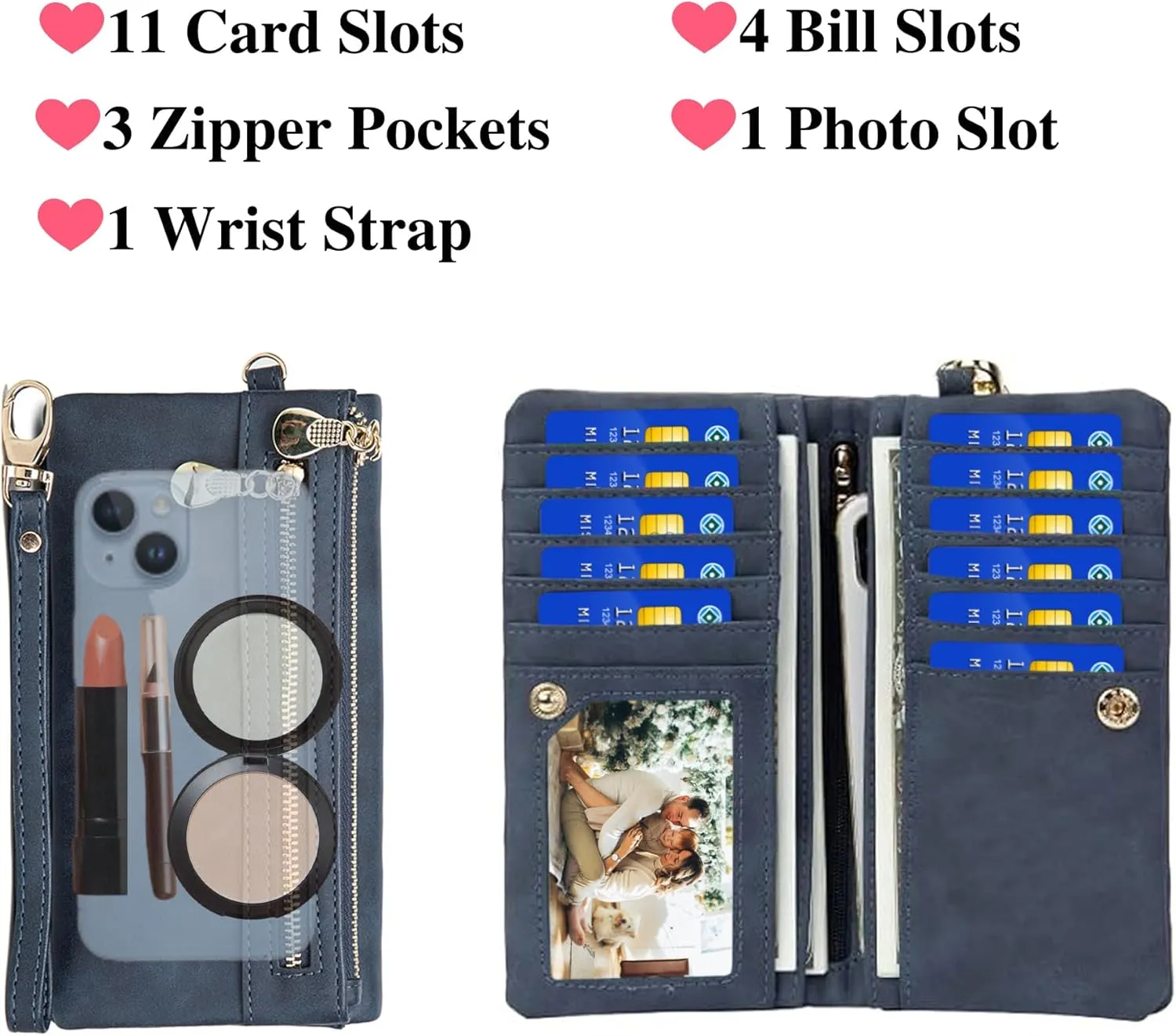 Custom Travel Three Zip Wristlet Wallet Purse Clutch with Credit Card Holder for Women Mothers Day Gifts (Coffee)