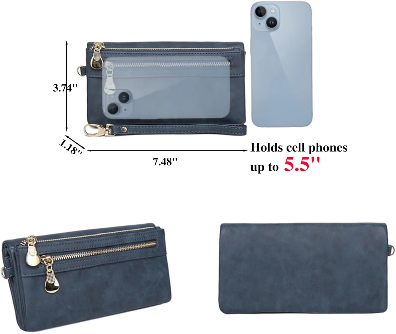 Custom Travel Three Zip Wristlet Wallet Purse Clutch with Credit Card Holder for Women Mothers Day Gifts (Dark Green)