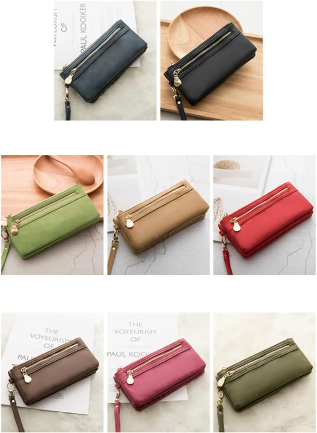 Custom Travel Three Zip Wristlet Wallet Purse Clutch with Credit Card Holder for Women Mothers Day Gifts (Dark Green)