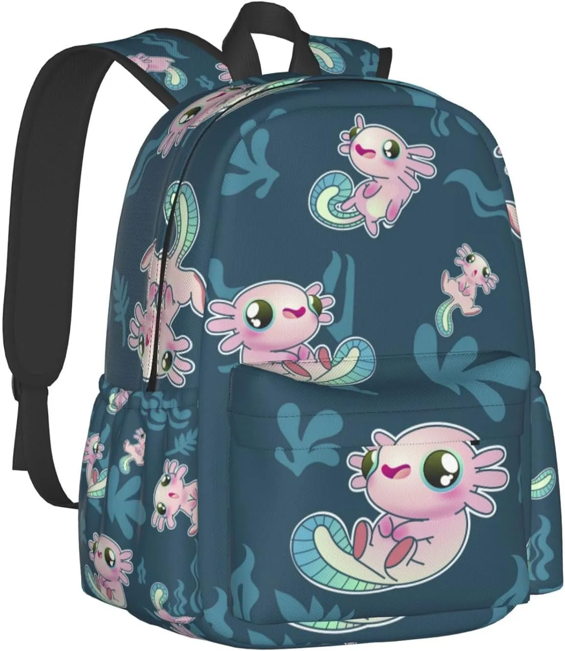 Cute Axolotl Print Multipurpose School Bag Bookbag for Teenage Boys Girls Daily Backpack