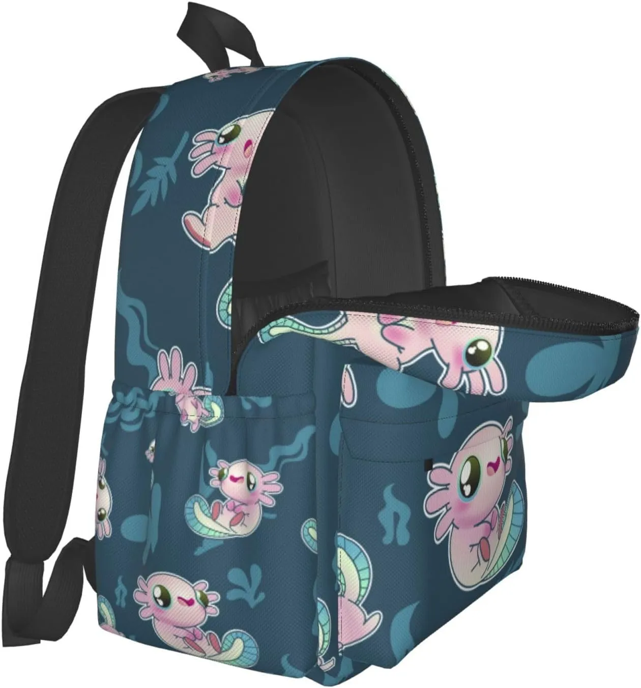 Cute Axolotl Print Multipurpose School Bag Bookbag for Teenage Boys Girls Daily Backpack