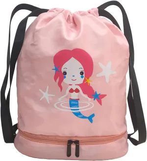 Cute beach bag,Drawstring Sport bag,beach backpack,Dry wet separation backpack, Suitable for swim, travel, camp, beach, dance (Pink)