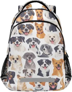 Cute Dogs Cartoon Print Backpack for Boys Girls Kids Elementary Bookbag School Bag Students Daypack Travel Rucksack