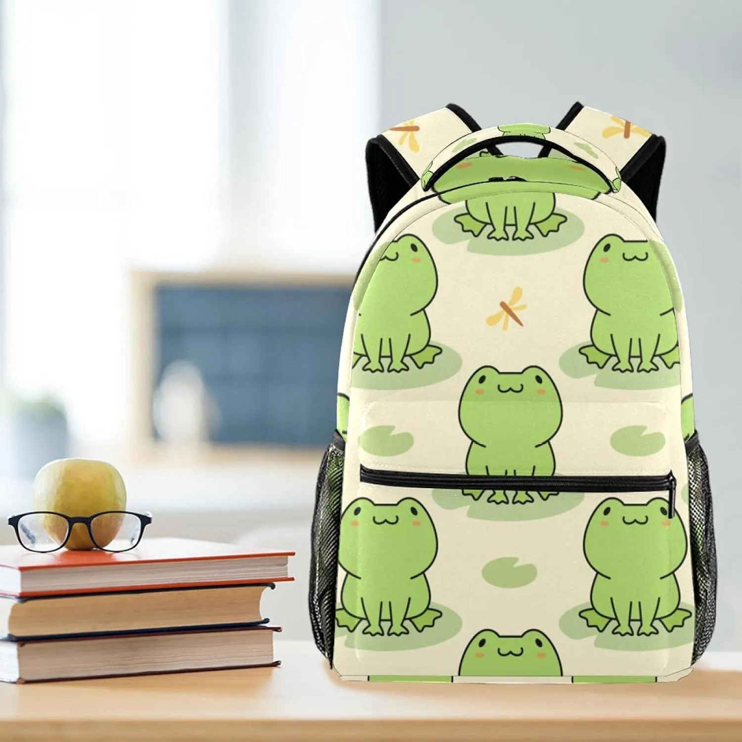 Cute Frog Casual School Backpack For Teen Girls Boys, Shoulder Bag For Men Women