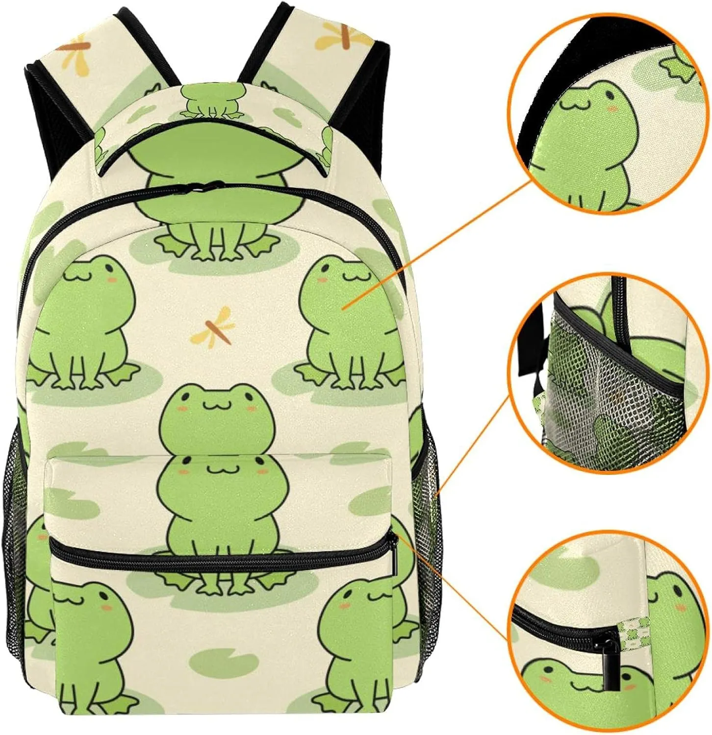 Cute Frog Casual School Backpack For Teen Girls Boys, Shoulder Bag For Men Women