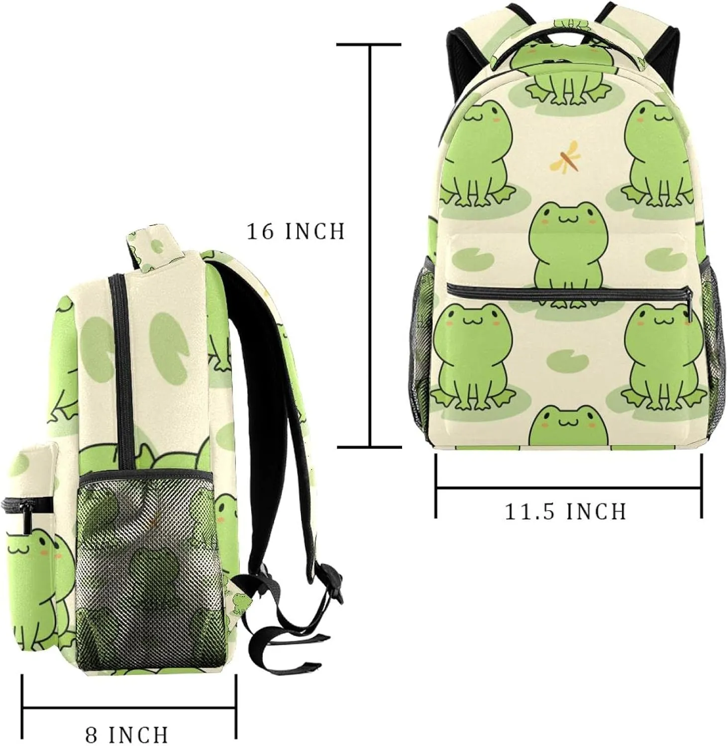 Cute Frog Casual School Backpack For Teen Girls Boys, Shoulder Bag For Men Women
