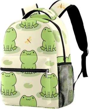 Cute Frog Casual School Backpack For Teen Girls Boys, Shoulder Bag For Men Women