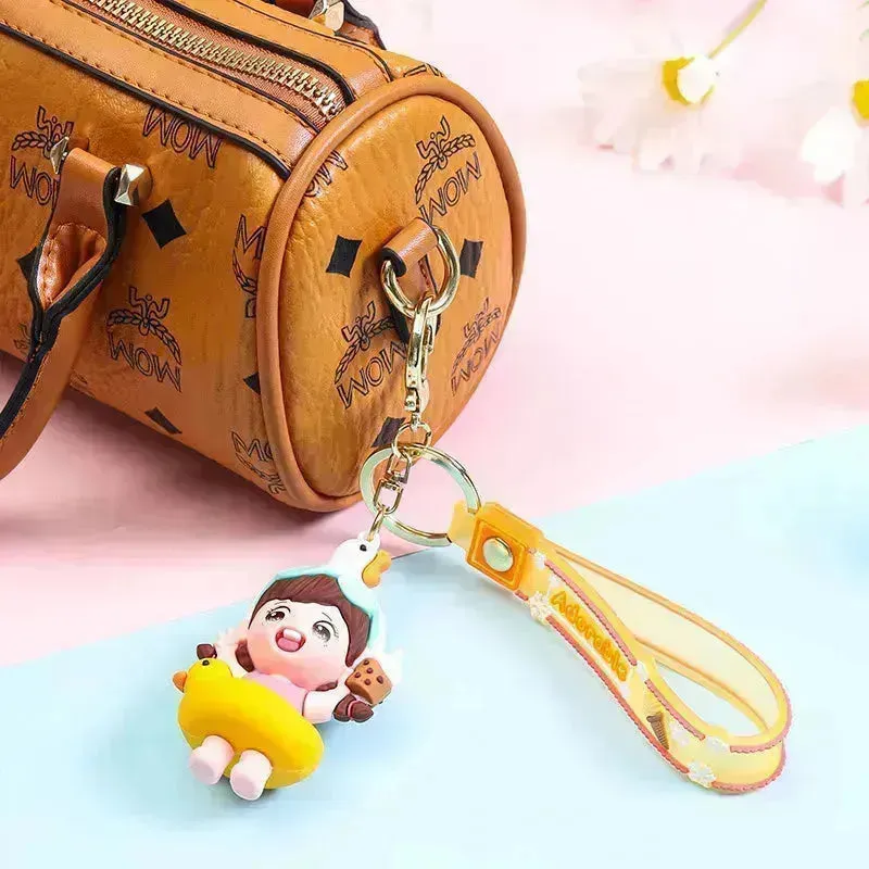 Cute Girl Swimming Ring 3D Keychain