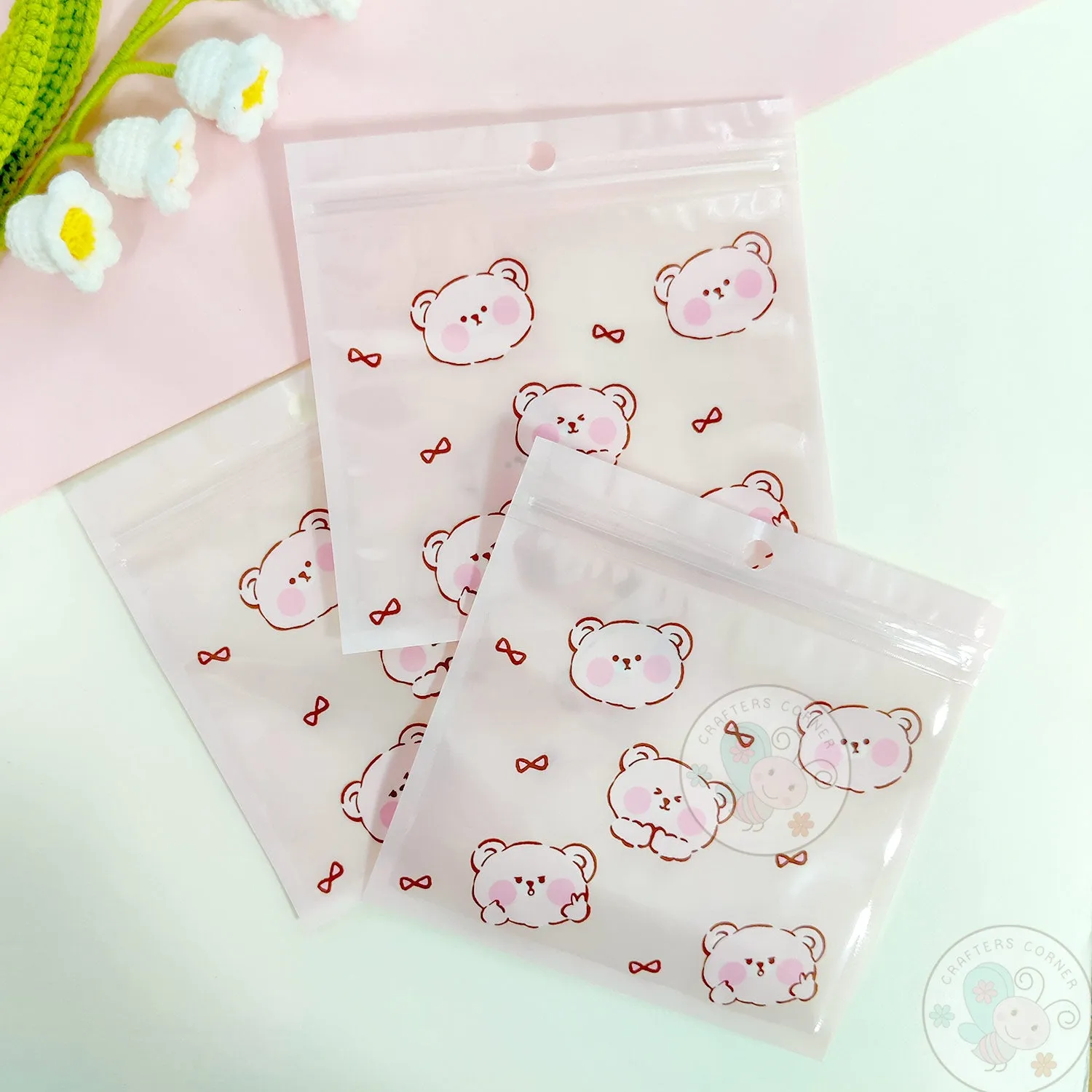 Cute Pinky Bear - Zip Lock Storage Bags