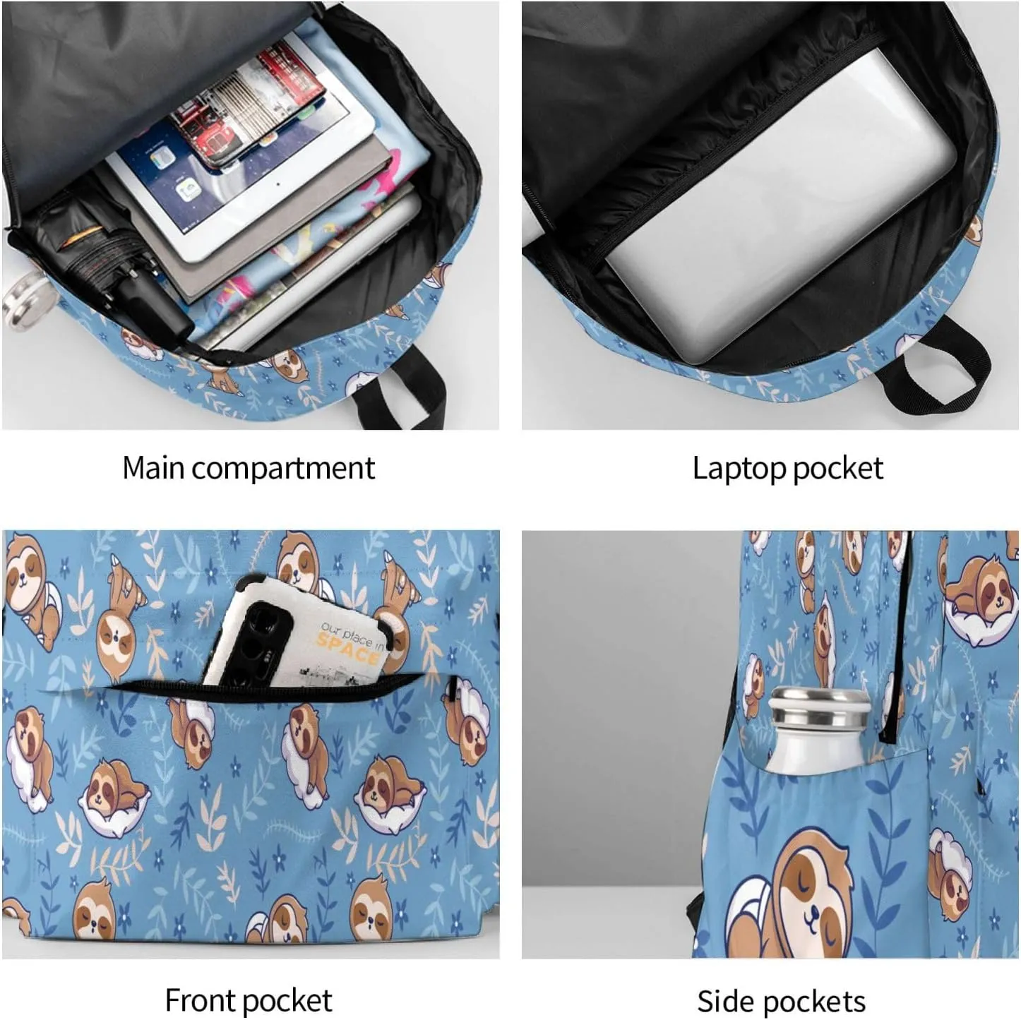 Cute Sleep Sloth Multipurpose School Bag Bookbag for Teenage Boys Girls Daily Backpack