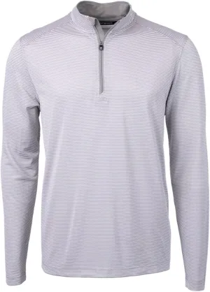 Cutter & Buck Virtue Eco Pique Micro Stripe Recycled Mens Big & Tall Quarter Zip