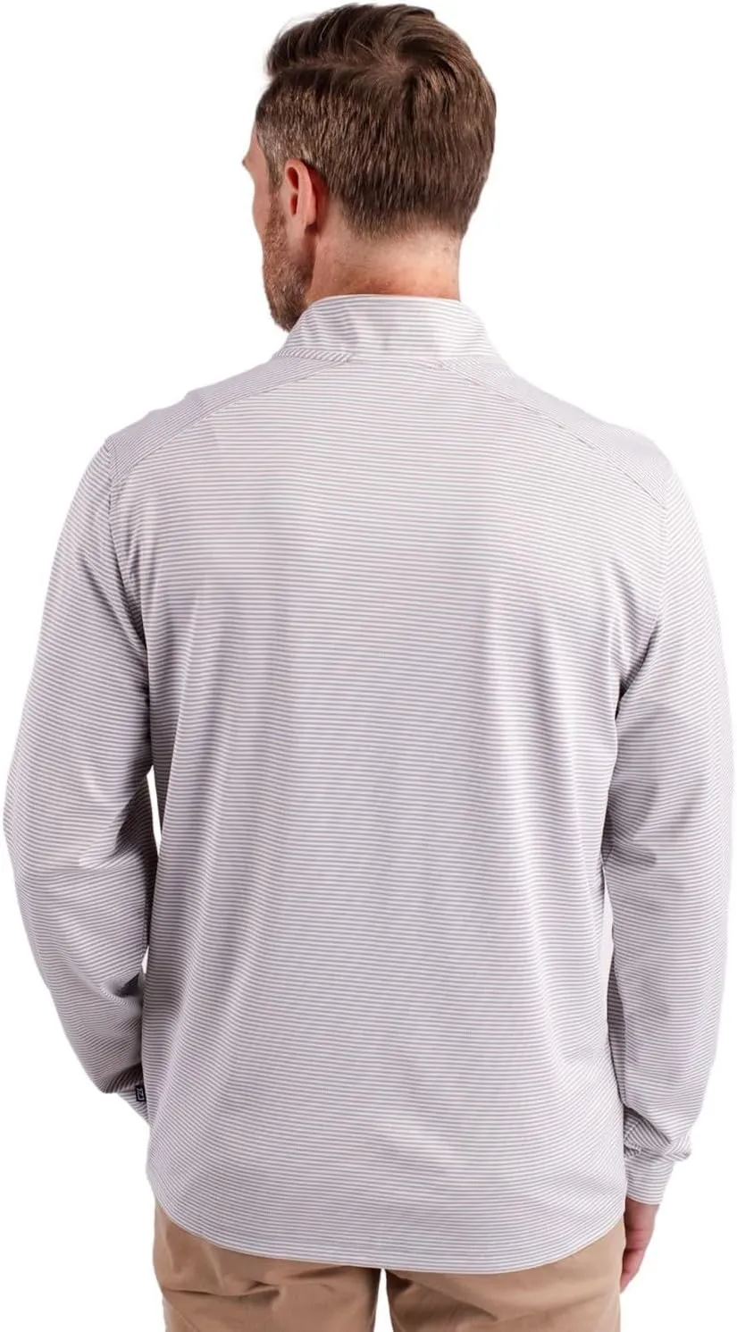 Cutter & Buck Virtue Eco Pique Micro Stripe Recycled Mens Quarter Zip