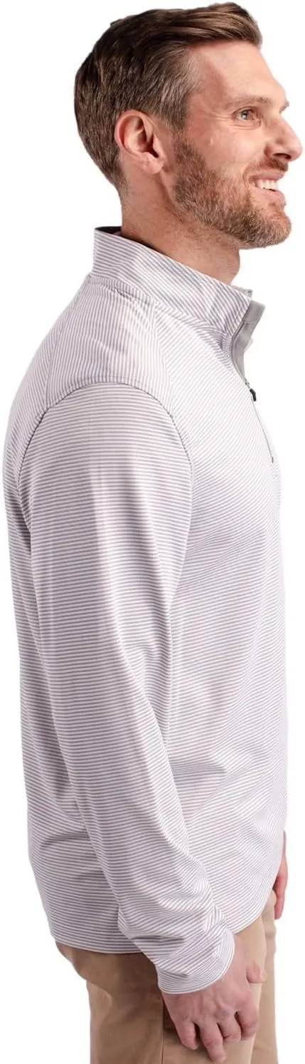 Cutter & Buck Virtue Eco Pique Micro Stripe Recycled Mens Quarter Zip