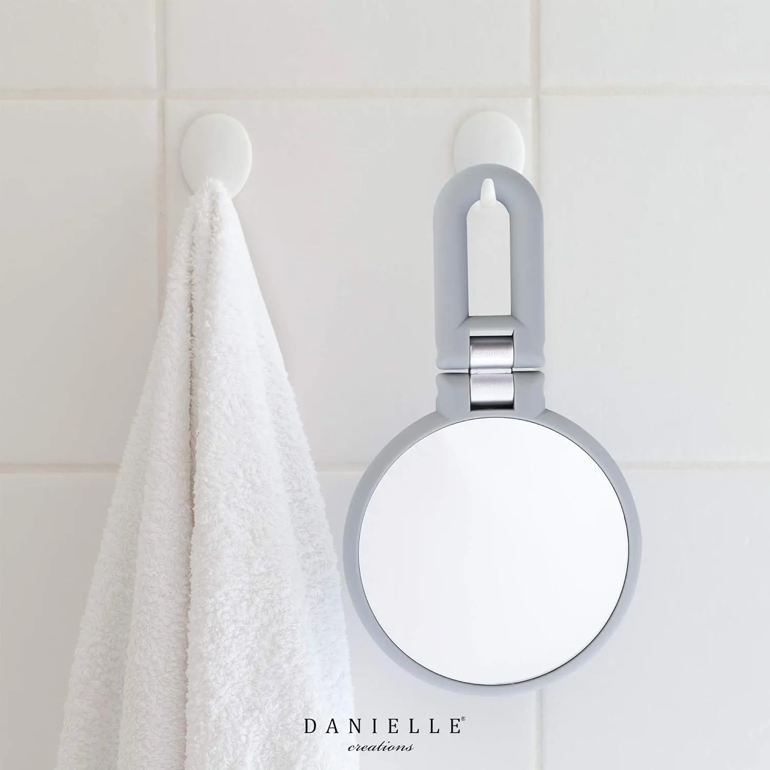 Danielle Magnification Folding Makeup Mirror, Grey, 15X