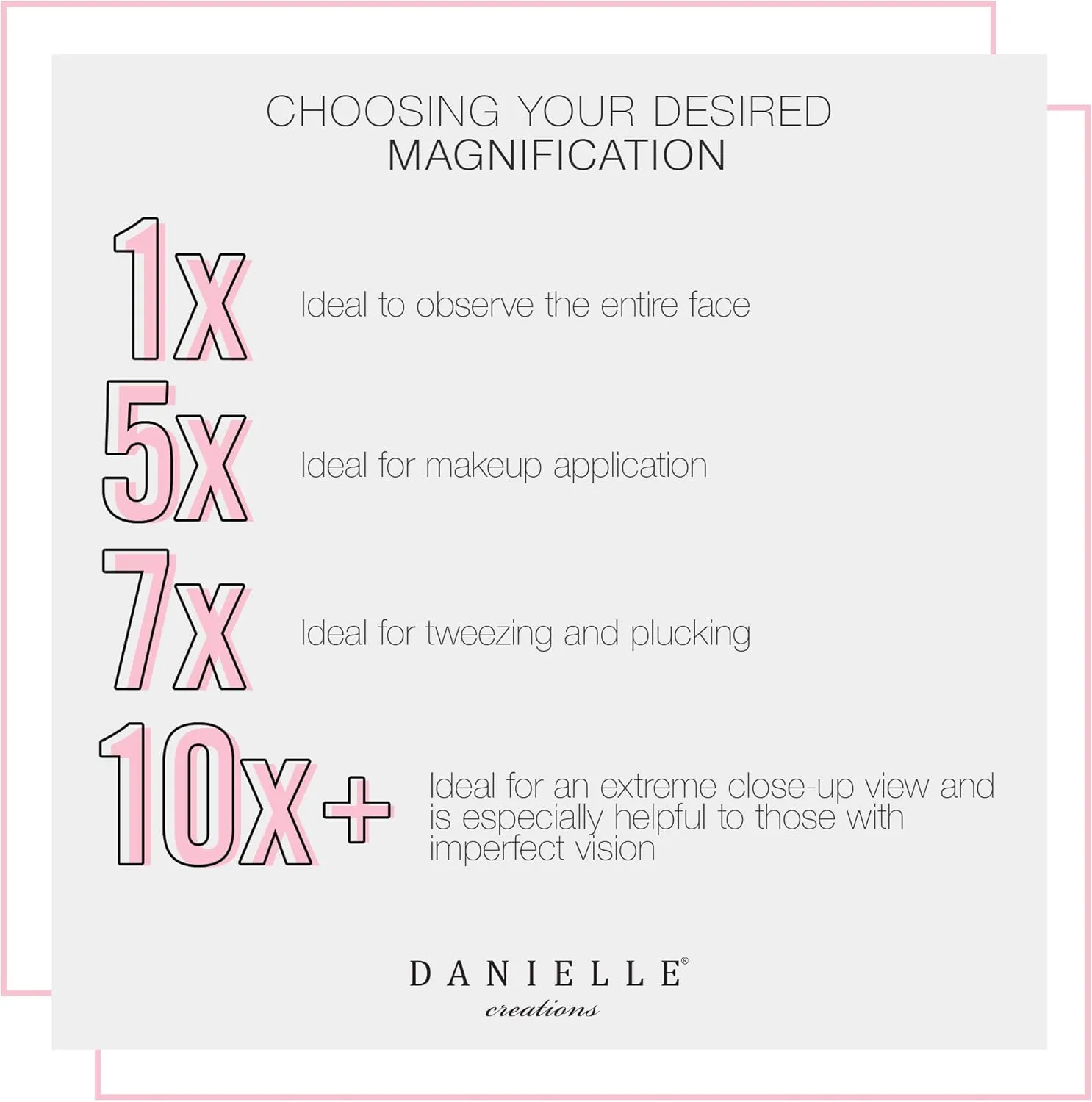 Danielle Magnification Folding Makeup Mirror, Grey, 15X
