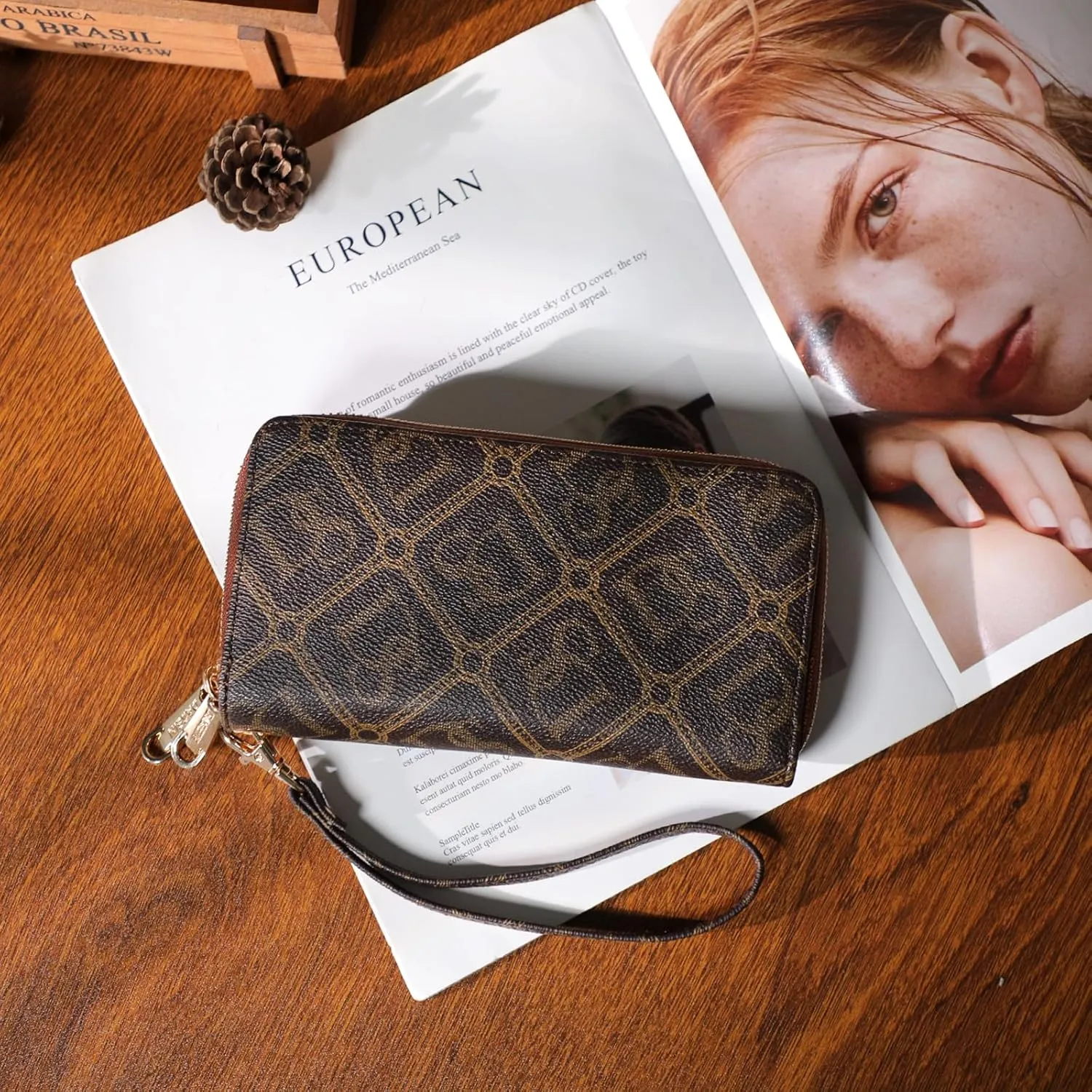 Dasein RFID Blocking Wallet Purse for Women Large Capacity Wristlet Clutch Bag Multi Card Holder Phone Case with Wrist Strap