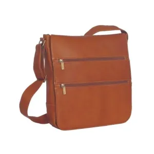 David King & Co Laptop Messenger Bag with 2 Zip Pockets- Tan