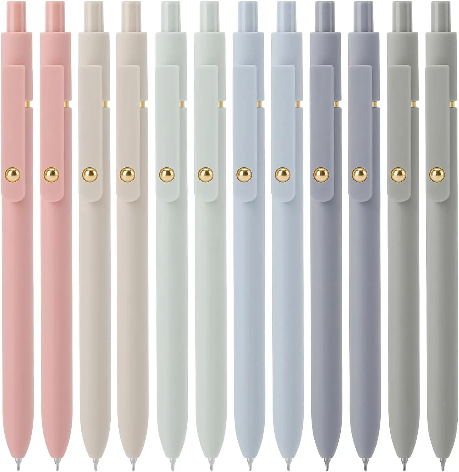 Ddaowanx Gel Pens, 12 Pcs 0.5mm Quick Dry Black Ink Pens Fine Point Smooth Writing Pens, Cute Office School Supplies Gifts for Women (12 Pcs Morandi-Black Ink)