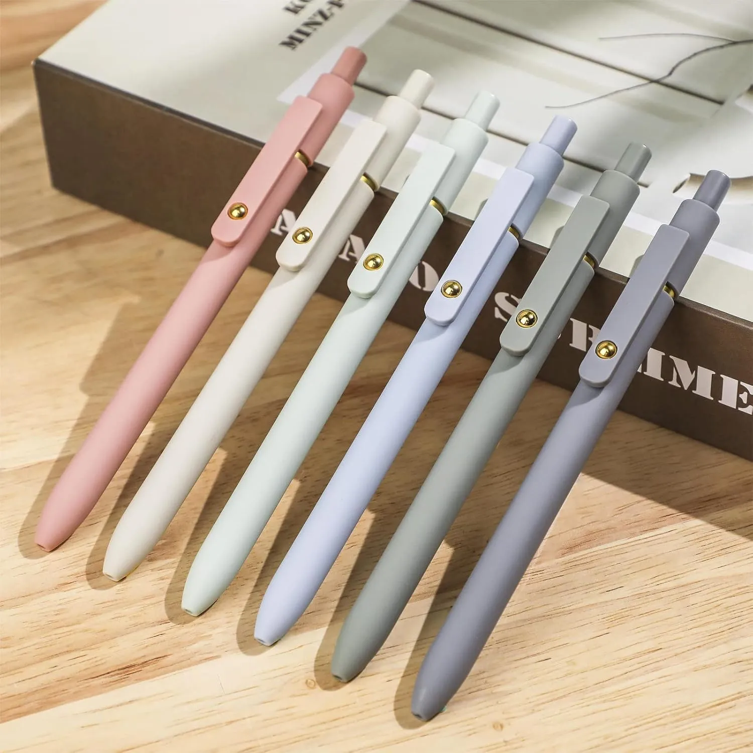 Ddaowanx Gel Pens, 12 Pcs 0.5mm Quick Dry Black Ink Pens Fine Point Smooth Writing Pens, Cute Office School Supplies Gifts for Women (12 Pcs Morandi-Black Ink)