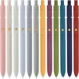 Ddaowanx Gel Pens, 12 Pcs 0.5mm Quick Dry Black Ink Pens Fine Point Smooth Writing Pens, Cute Office School Supplies Gifts for Women (12 Pcs Vintage Morandi-Black Ink)