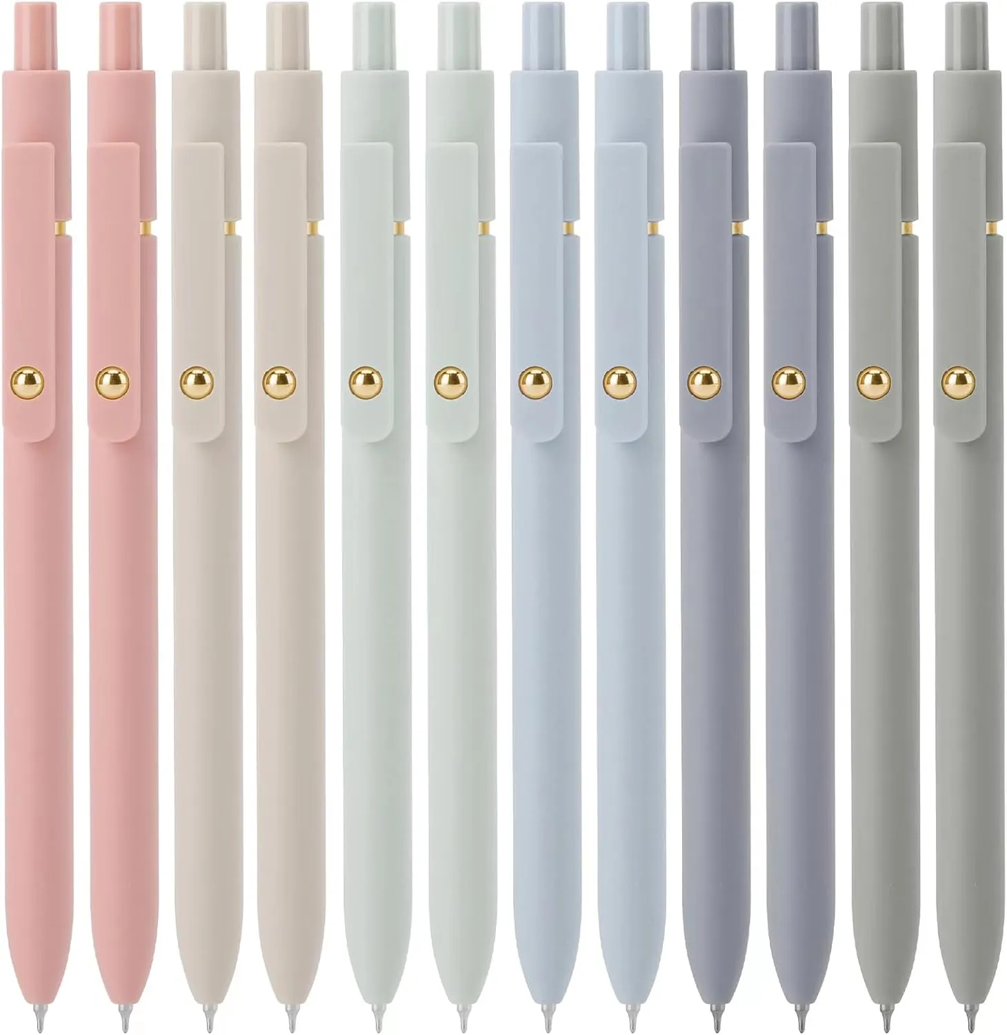 Ddaowanx Gel Pens,0.5mm Quick Dry Black Ink Pens Fine Point Smooth Writing Pens, Cute Office School Supplies Gifts for Women (24 Pcs Morandi-Black Ink)