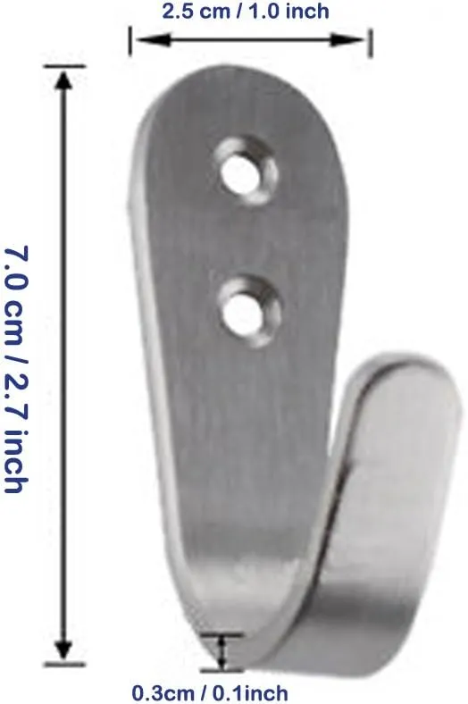 Deezio Extra Strong Stainless Steel Screw Single Hooks, Coat Hooks, Hat Hooks, Wall Hooks, Bath Towel Hook, Kitchen Hooks, Heavy Duty Wall Mount Hooks (Pack of 20)