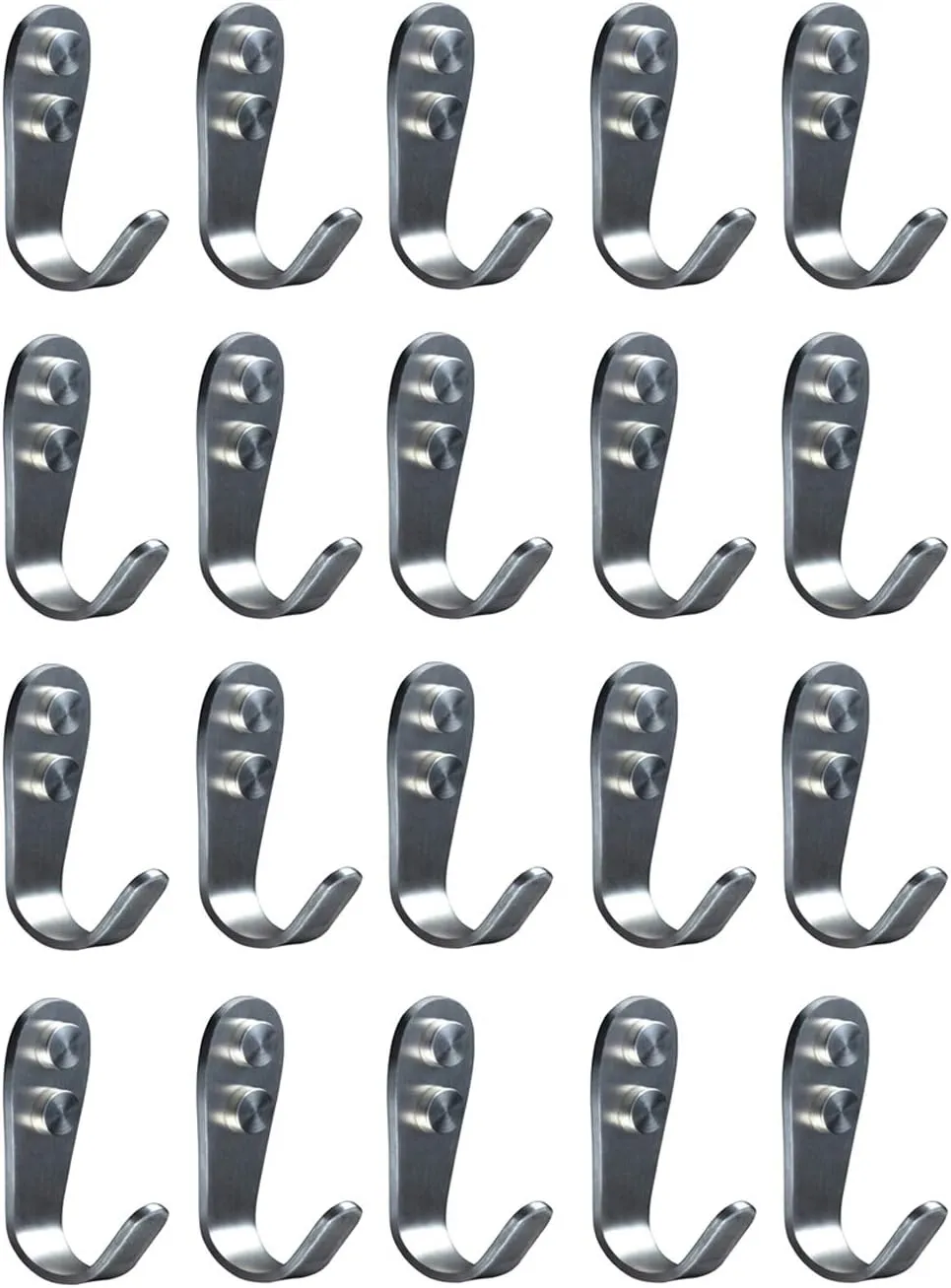 Deezio Extra Strong Stainless Steel Screw Single Hooks, Coat Hooks, Hat Hooks, Wall Hooks, Bath Towel Hook, Kitchen Hooks, Heavy Duty Wall Mount Hooks (Pack of 20)
