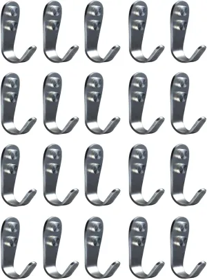 Deezio Extra Strong Stainless Steel Screw Single Hooks, Coat Hooks, Hat Hooks, Wall Hooks, Bath Towel Hook, Kitchen Hooks, Heavy Duty Wall Mount Hooks (Pack of 20)
