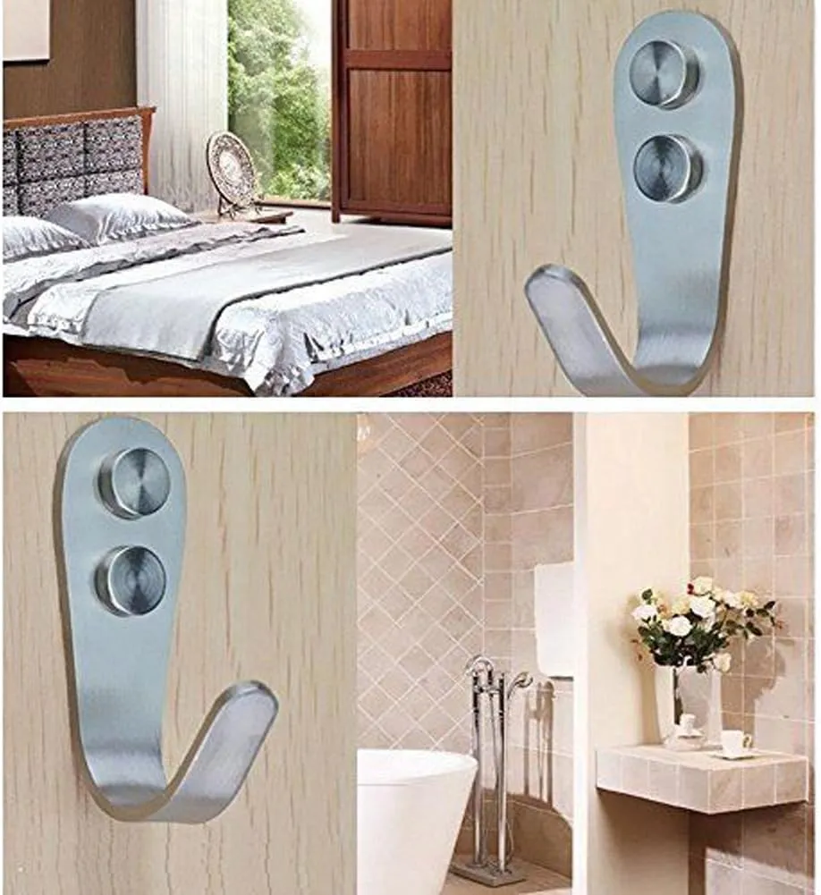 Deezio Extra Strong Stainless Steel Screw Single Hooks, Coat Hooks, Hat Hooks, Wall Hooks, Bath Towel Hook, Kitchen Hooks, Heavy Duty Wall Mount Hooks (Pack of 20)