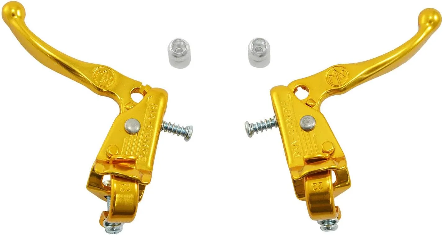 Dia-Compe MX121 / Tech 3 Brake Lever Set for Old School BMX, Gold, DP2519