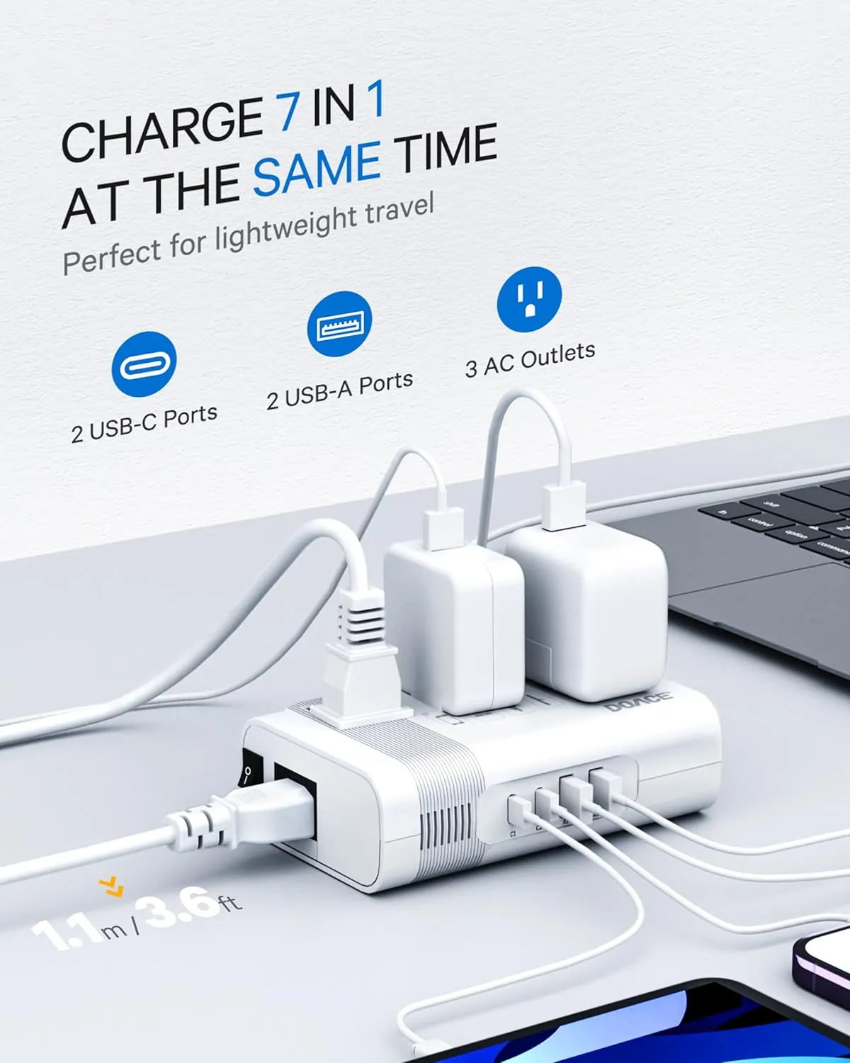 DOACE 220v to 110v Voltage Converter US to Europe: 350W 220 to 110 Voltage Converter for European Travel - International Power Adapter Plug Combo Step Down Transformer White