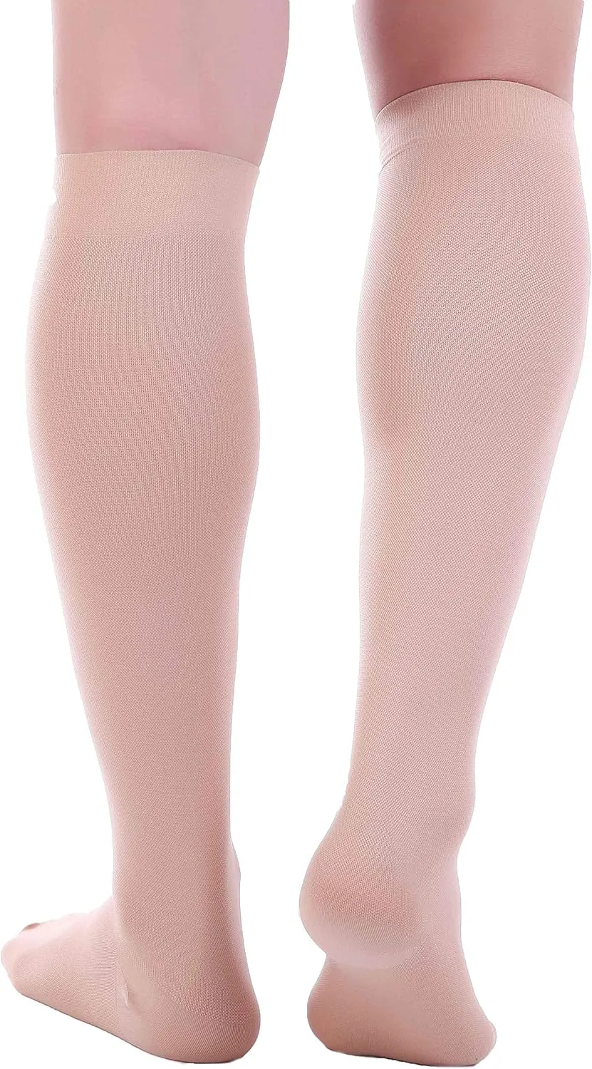 Doc Miller Compression Socks for Women and Men 20-30mmHg Compression Socks Men for Varicose Veins and Improved Circulation, Graduated Compression Socks (Skin/Nude, Large)
