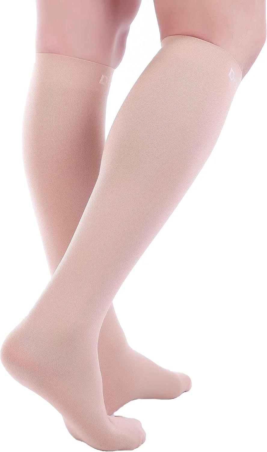 Doc Miller Compression Socks for Women and Men 20-30mmHg Compression Socks Men for Varicose Veins and Improved Circulation, Graduated Compression Socks (Skin/Nude, Large)