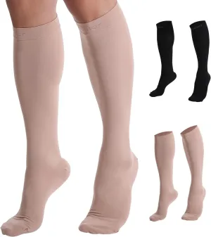 Doc Miller Compression Socks for Women and Men 20-30mmHg Compression Socks Men for Varicose Veins and Improved Circulation, Graduated Compression Socks (Skin/Nude, Large)