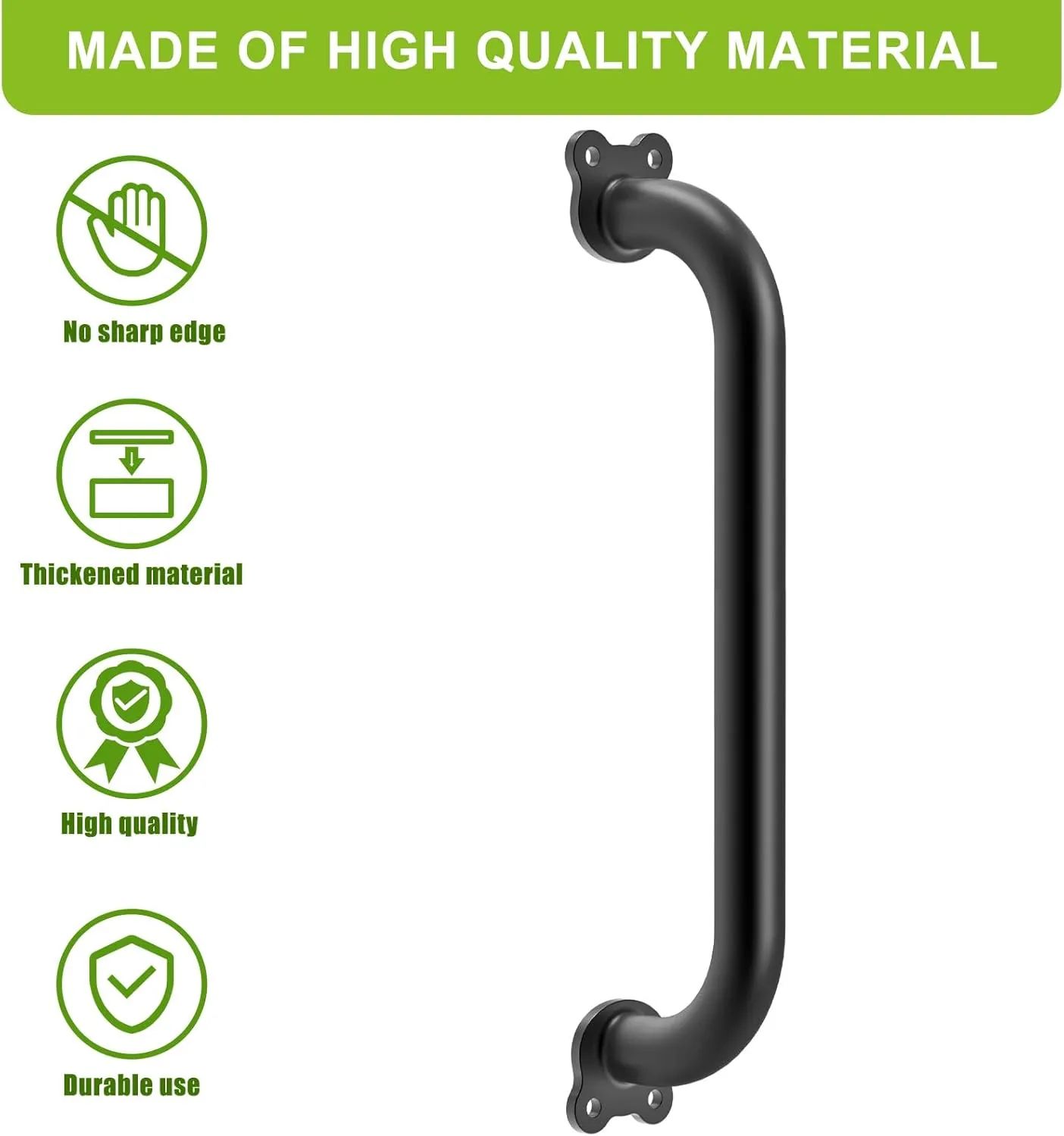 Dolibest 6 Pack 17-Inch Safety Handle, Metal Safety Playground Handles,Sturdy Playground Handle Bars & Wider Base Design, Playset Handles for Climbing Frame, Treehouse, Swing Set Accessories-Black