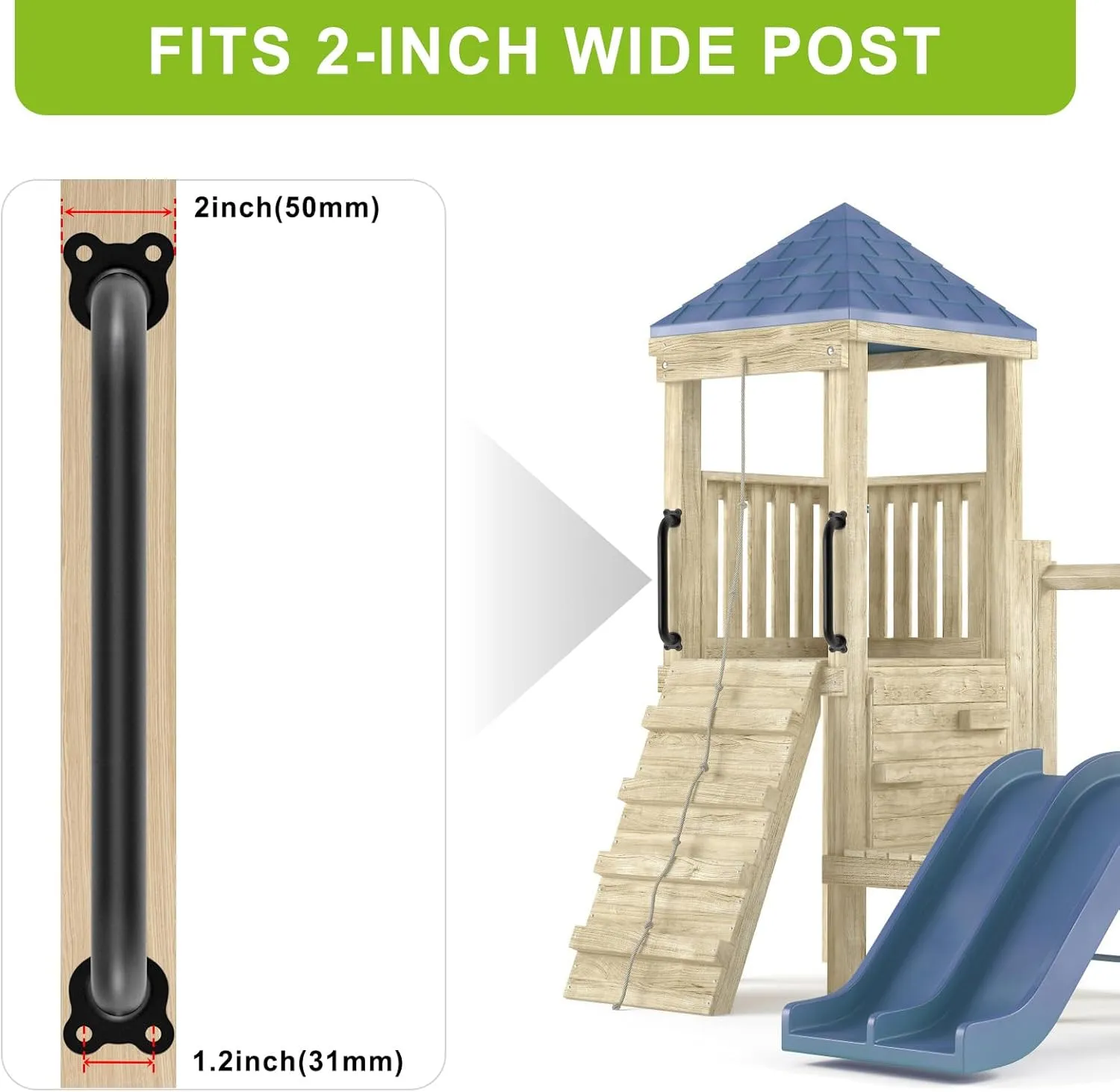 Dolibest 6 Pack 17-Inch Safety Handle, Metal Safety Playground Handles,Sturdy Playground Handle Bars & Wider Base Design, Playset Handles for Climbing Frame, Treehouse, Swing Set Accessories-Black