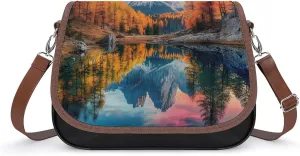 Dolomites in Italy Autumn Scene Crossbody Bags for Women Shoulder Bag Flap Handbags Leather Cross Body Purse
