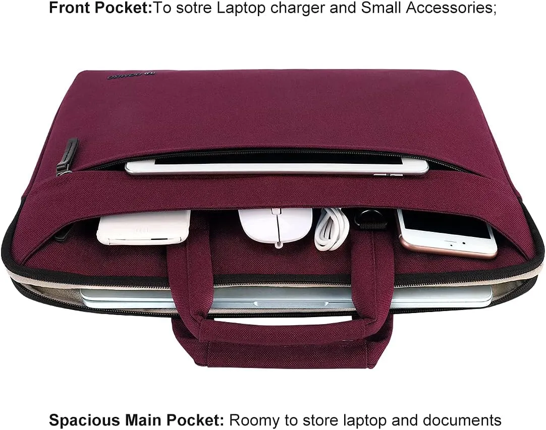 DOMISO 17 inch Laptop Sleeve Shoulder Bag Water-Resistant Messenger Bag Business Briefcase for 17.3" Notebooks/17.3" Dell Inspiron/MSI GS73VR Stealth Pro/HP Envy/LG Gram/, Fuchsia