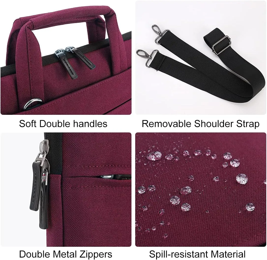 DOMISO 17 inch Laptop Sleeve Shoulder Bag Water-Resistant Messenger Bag Business Briefcase for 17.3" Notebooks/17.3" Dell Inspiron/MSI GS73VR Stealth Pro/HP Envy/LG Gram/, Fuchsia