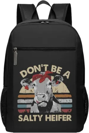 Don't Be A Salty Heifer Travel Laptop Backpack, Business Anti Theft Slim Sturdy Laptops Backpacks, College Computer Bag Gift for Men & Women Fits 17 Inch Notebook,Black