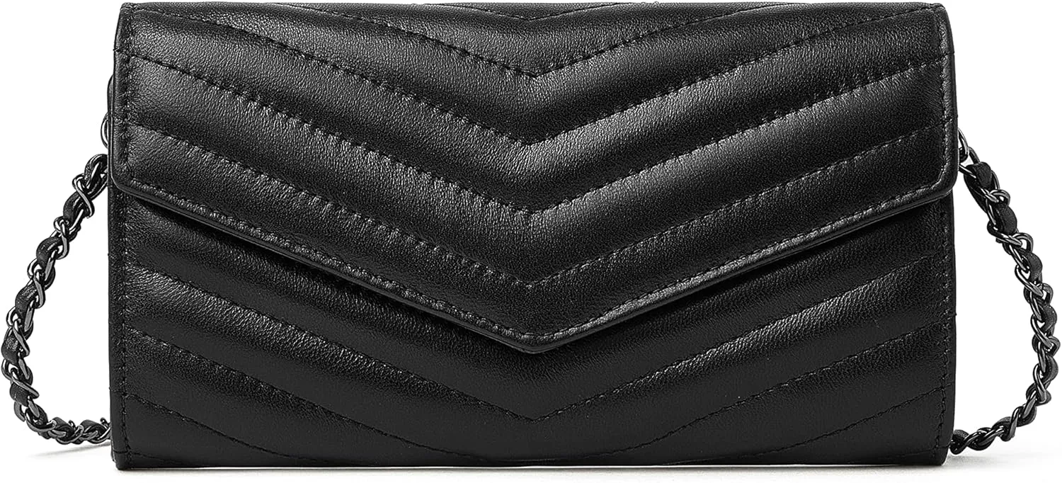 DORIS&JACKY Quilted Leather Clutch Bags For Women Small Multifunctional Crossbody Phone Purse With Lots Card Slots
