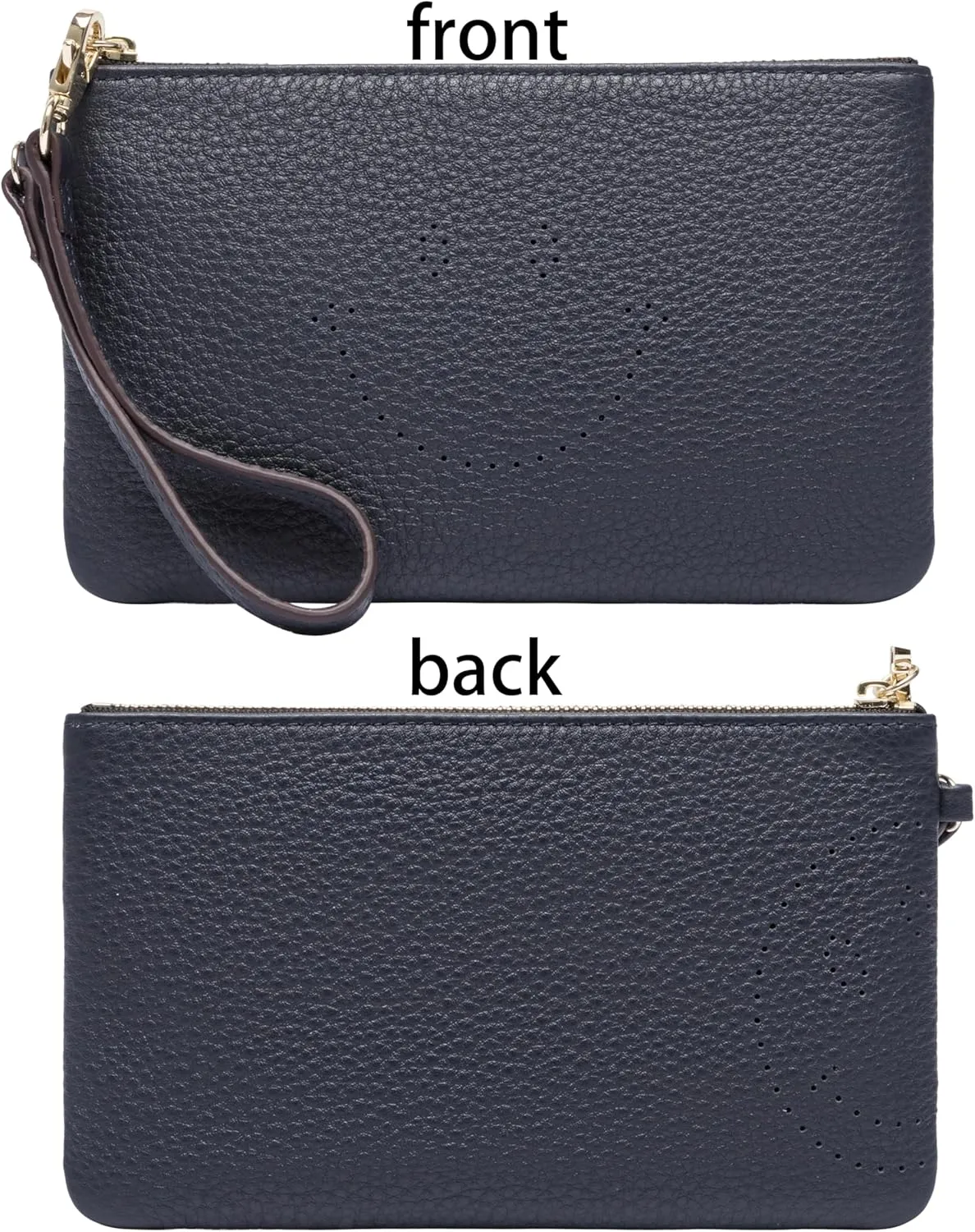 DORIS&JACKY Small Leather Wristlet Clutch Purse For Women Cute Smile Phone Pouch Bag