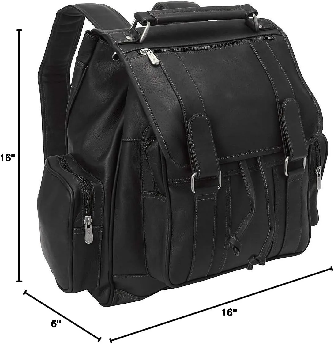 Double Loop Flap-Over Laptop Backpack, Black, One Size