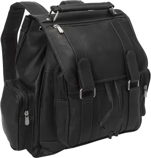 Double Loop Flap-Over Laptop Backpack, Black, One Size